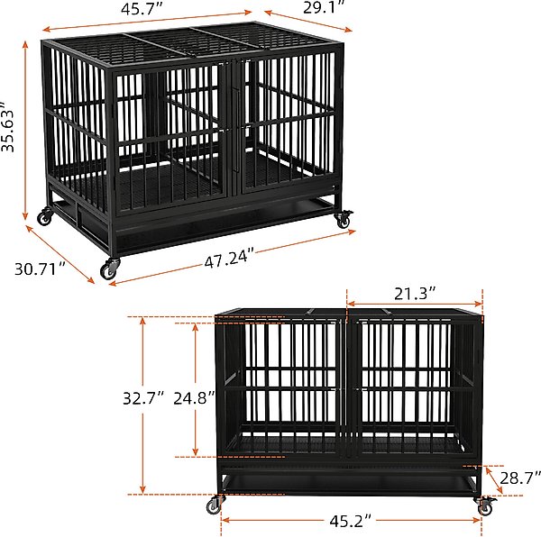 Show full view: RYPetmia Rolling Dog Crate with Pull Out Trays, Black, 45.7 inch slide 4 of 9