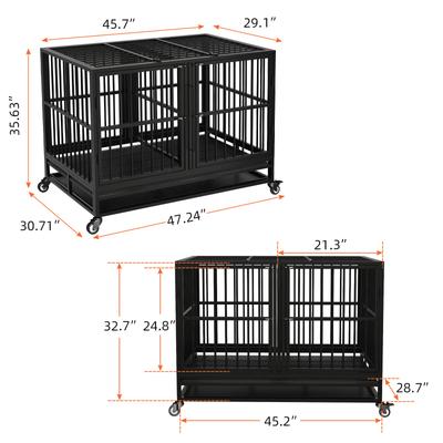Show full view: RYPetmia Rolling Dog Crate with Pull Out Trays, Black, 45.7 inch slide 4 of 10