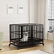 Show in main carousel: RYPetmia Rolling Dog Crate with Pull Out Trays, Black, 45.7 inch slide 2 of 9