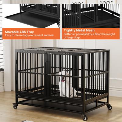 Show full view: RYPetmia Rolling Dog Crate with Pull Out Trays, Black, 45.7 inch slide 6 of 10