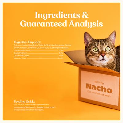 Show full view: Made by Nacho Digestive Support with Bone Broth Mousse Grain-Free Lickable Cat Treat, 0.5-oz tube, 12 count slide 7 of 8