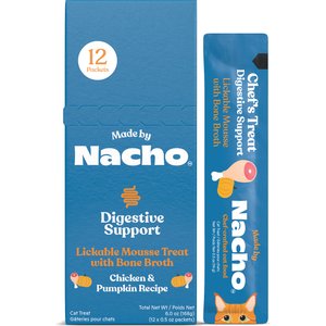 Made by Nacho Digestive Support with Bone Broth Mousse Grain-Free Lickable Cat Treat, 0.5-oz tube, 12 count