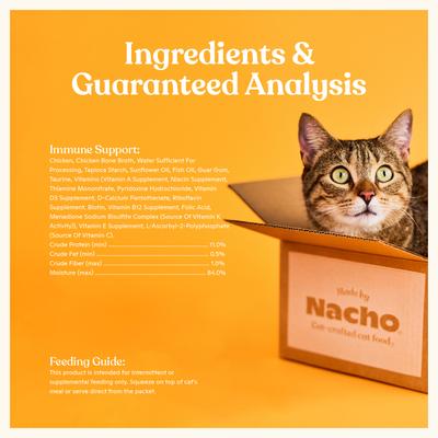 Show full view: Made by Nacho Immunity Support with Bone Broth Mousse Grain-Free Lickable Cat Treat, 0.5-oz tube, 12 count slide 7 of 8