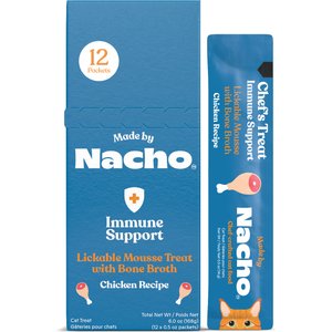 Made by Nacho Immunity Support with Bone Broth Mousse Grain-Free Lickable Cat Treat, 0.5-oz tube, 12 count