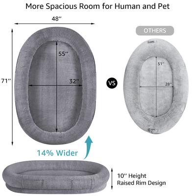 Show full view: beeNbkks Bolster Dog Bed with Cooling Cover, Dark Grey, Jumbo slide 5 of 10