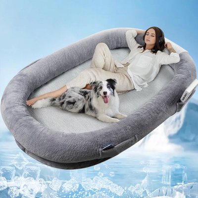 Unipaws Unipaws Bolster Dog Bed with Cooling Cover, Dark Grey, 71 x 48-in