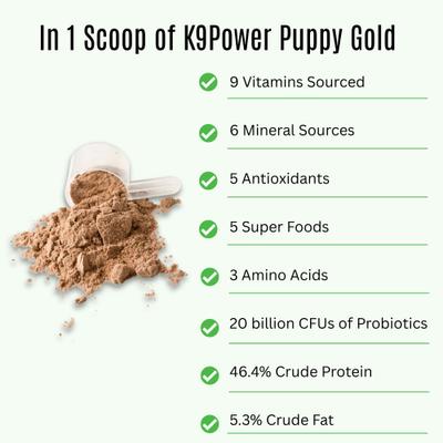 Show full view: K9 POWER Puppy Gold Nutritional Dietary Puppy Supplement, 1-lb slide 4 of 10