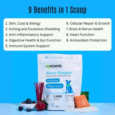 Show full view: K9 POWER Show Stopper Healthy Coat & Skin Dog Supplement, 1-lb slide 3 of 11
