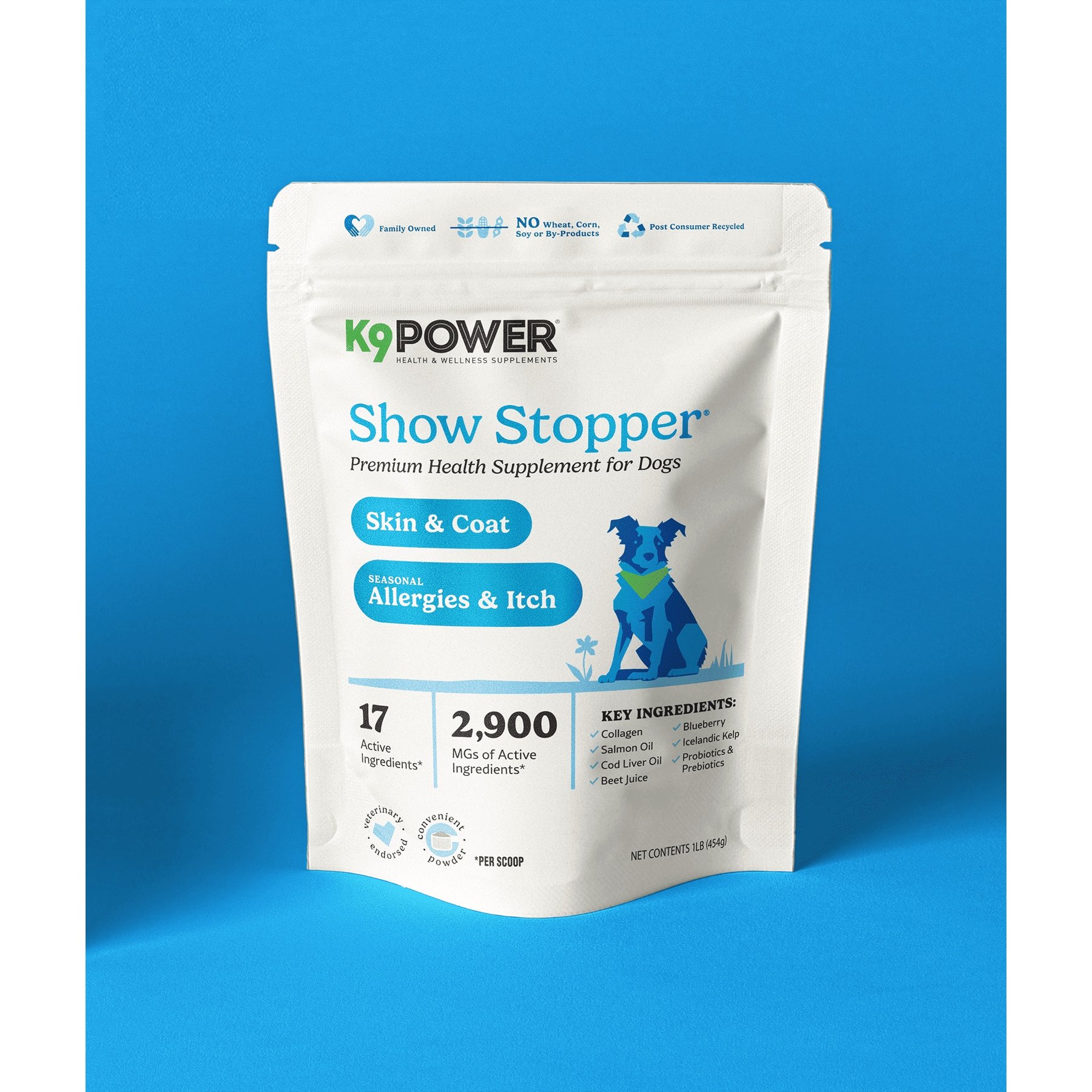 K9 POWER Show Stopper Healthy Coat & Skin Dog Supplement, 1-lb