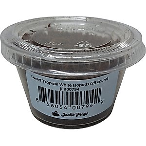 Josh's Frogs Dwarf Tropical White Isopods Live Feed Reptile Food, 25 count
