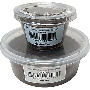 Josh's Frogs Bioactive Bundle Live Feed Reptile Food: Dwarf Tropical White Isopods, 25 count + Temperate Springtails, 8-oz