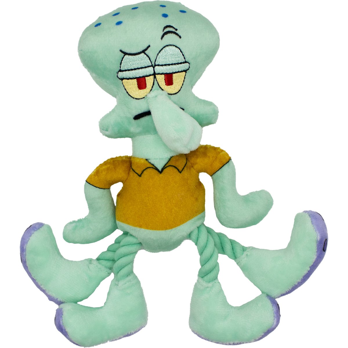 SpongeBob Squidward Squeaky Plush Dog Rope Toy, Blue