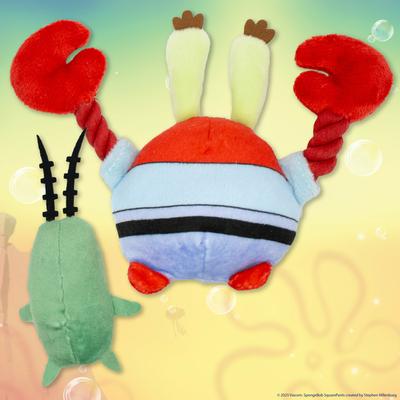 Show full view: SpongeBob Mr. Krabs & Plankton Squeaky Dog Plush Toy, Red, 2-Pack slide 5 of 8