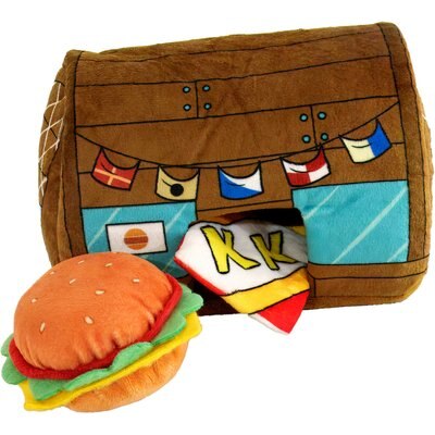 SpongeBob SpongeBob Krusty Krab Plush Crinkles & Squeaky Nesting Dog Toy, Brown