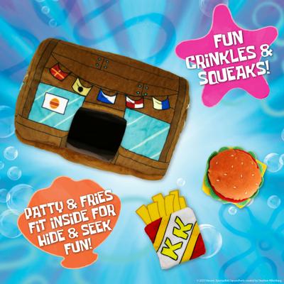 Show full view: SpongeBob Krusty Krab Plush Crinkles & Squeaky Nesting Dog Toy, Brown slide 2 of 7