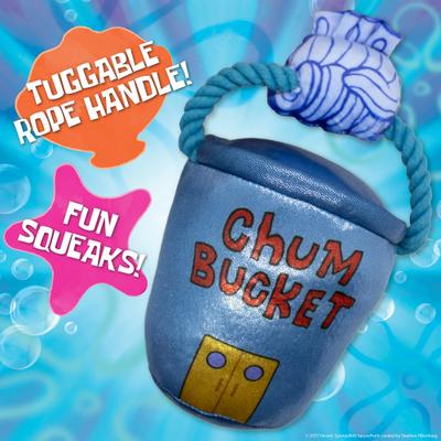 Show full view: SpongeBob Chum Squeaky Plush Bucket Dog Toy, Grey slide 2 of 7