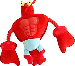 SpongeBob Larry Squeaky Plush with Hard Abs Chew Dog Toy, Red