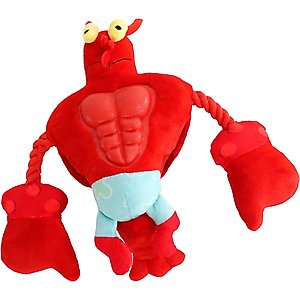SpongeBob Larry Squeaky Plush with Hard Abs Chew Dog Toy, Red