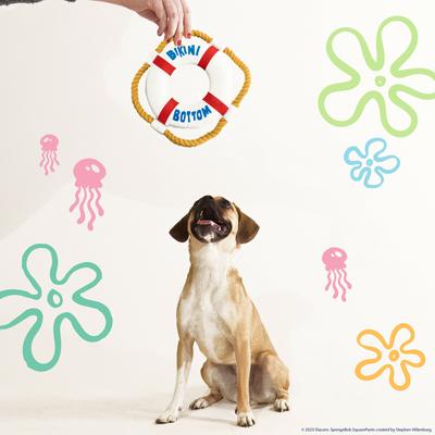 Show full view: SpongeBob Plush Life Preserver Squeaky Dog Tug Toy, White slide 4 of 8