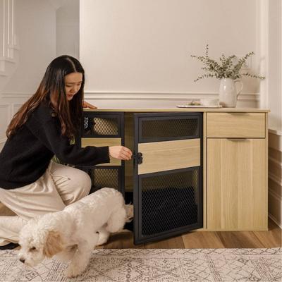 Show full view: INSTACHEW Clover Console Furniture Style Dog Crate, Walnut, 48-inch slide 4 of 6