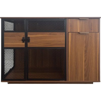 INSTACHEW INSTACHEW Clover Console Furniture Style Dog Crate, Walnut, 48-inch