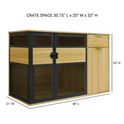 Show full view: INSTACHEW Clover Console Furniture Style Dog Crate, Oak, 48-inch slide 4 of 7