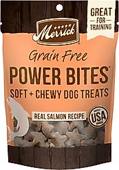 Merrick Power Bites Real Salmon Recipe Grain-Free Soft & Chewy Dog Treats, 6-oz bag