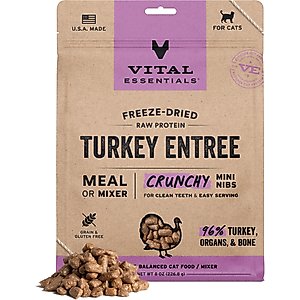 Vital Essentials Freeze-Dried Raw Turkey Entree & Mixer Cat Food Crunchy Nibs, 8-oz bag