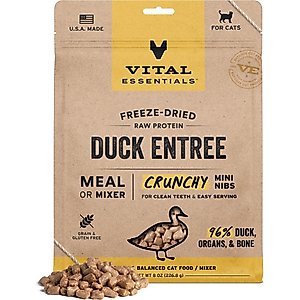 Vital Essentials Freeze-Dried Raw Duck Entree & Mixer Cat Food Crunchy Nibs, 8-oz bag