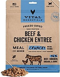 Vital Essentials Freeze-Dried Raw Beef & Chicken Entree & Mixer Cat Food Crunchy Nibs, 8-oz bag