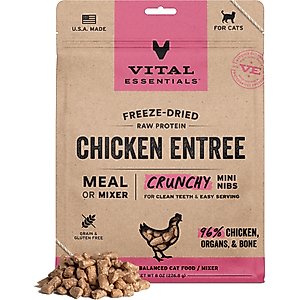 Vital Essentials Freeze-Dried Raw Chicken Entree & Mixer Cat Food Crunchy Nibs, 8-oz bag