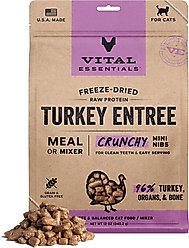 Vital Essentials Freeze-Dried Raw Turkey Entree & Mixer Cat Food Crunchy Nibs, 12-oz bag