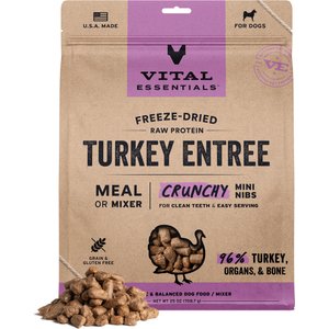 Vital Essentials Freeze-Dried Raw Turkey Entree & Mixer Dog Food Crunchy Mini Nibs, 25-oz bag