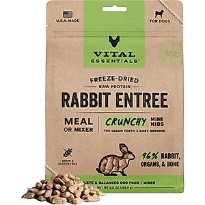 Vital Essentials Freeze-Dried Raw Rabbit Entree & Mixer Dog Food Crunchy Mini Nibs, 5.5-oz bag