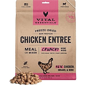 Vital Essentials Freeze-Dried Raw Chicken Entree & Mixer Dog Food Crunchy Mini Nibs, 25-oz bag