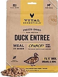 Vital Essentials Freeze-Dried Raw Duck Entree & Mixer Dog Food Crunchy Mini Nibs, 5.5-oz bag slide 1 of 9