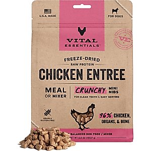 Vital Essentials Freeze-Dried Raw Chicken Entree & Mixer Dog Food Crunchy Mini Nibs, 5.5-oz bag