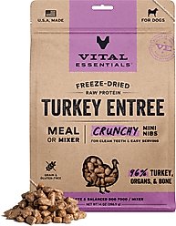 Vital Essentials Freeze-Dried Raw Turkey Entree & Mixer Dog Food Crunchy Mini Nibs, 14-oz bag