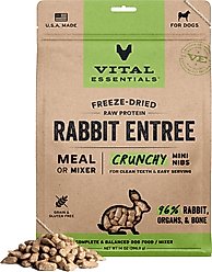 Vital Essentials Freeze-Dried Raw Rabbit Entree & Mixer Dog Food Crunchy Mini Nibs, 14-oz bag