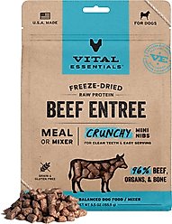 Vital Essentials Freeze-Dried Raw Beef Entree & Mixer Dog Food Crunchy Mini Nibs, 5.5-oz bag