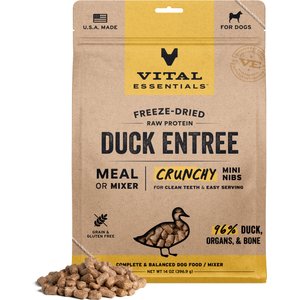 Vital Essentials Freeze-Dried Raw Duck Entree & Mixer Dog Food Crunchy Mini Nibs, 14-oz bag