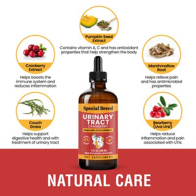 Show full view: Special Breed Urinary Tract Cranberry Flavored Supplement for Dogs & Cats, 8-fl oz bottle slide 3 of 8