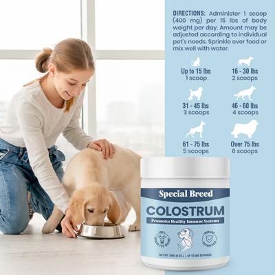 Show full view: Special Breed Bovine Colostrum Powder Immune Supplement for Dogs & Cats, 8-fl oz bottle slide 8 of 9