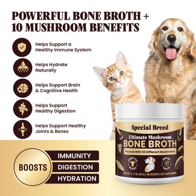 Show full view: Special Breed Bone Broth Beef & Mushroom Flavored Supplement for Dogs & Cats, 3.17-oz slide 3 of 9