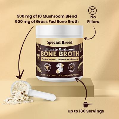 Show full view: Special Breed Bone Broth Beef & Mushroom Flavored Supplement for Dogs & Cats, 6.35-oz slide 5 of 8
