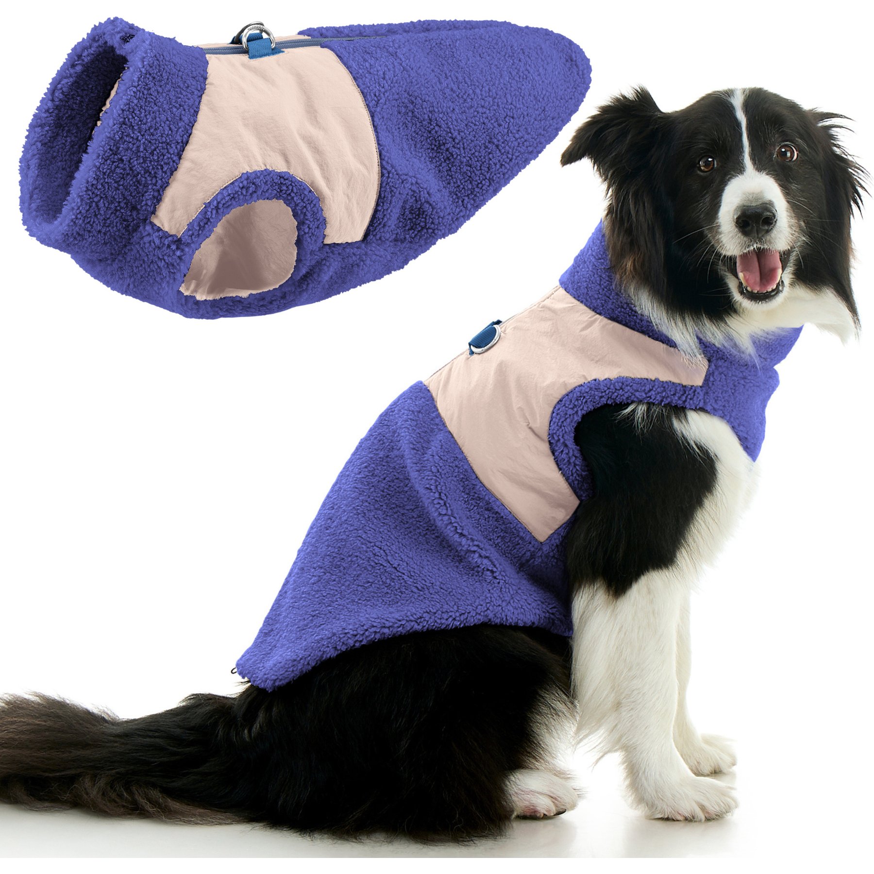 Gooby Zip-Up Sherpa Dog Vest, Purple, X-Large: 26.25-in chest