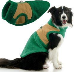 Gooby Zip-Up Sherpa Dog Vest, Forest Green, Medium: 19.5-in chest