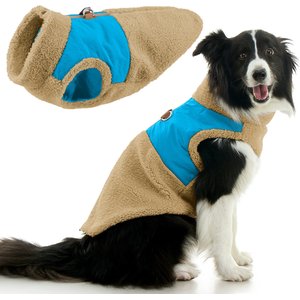 Gooby Zip-Up Sherpa Dog Vest, Cream, X-Small: 14.5-in chest