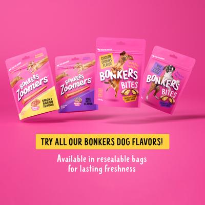Show full view: Bonkers Zoomers Grain-Free Dry-Smoky Bacon Adult Crunchy Dog Treats, 22-oz tub slide 4 of 11