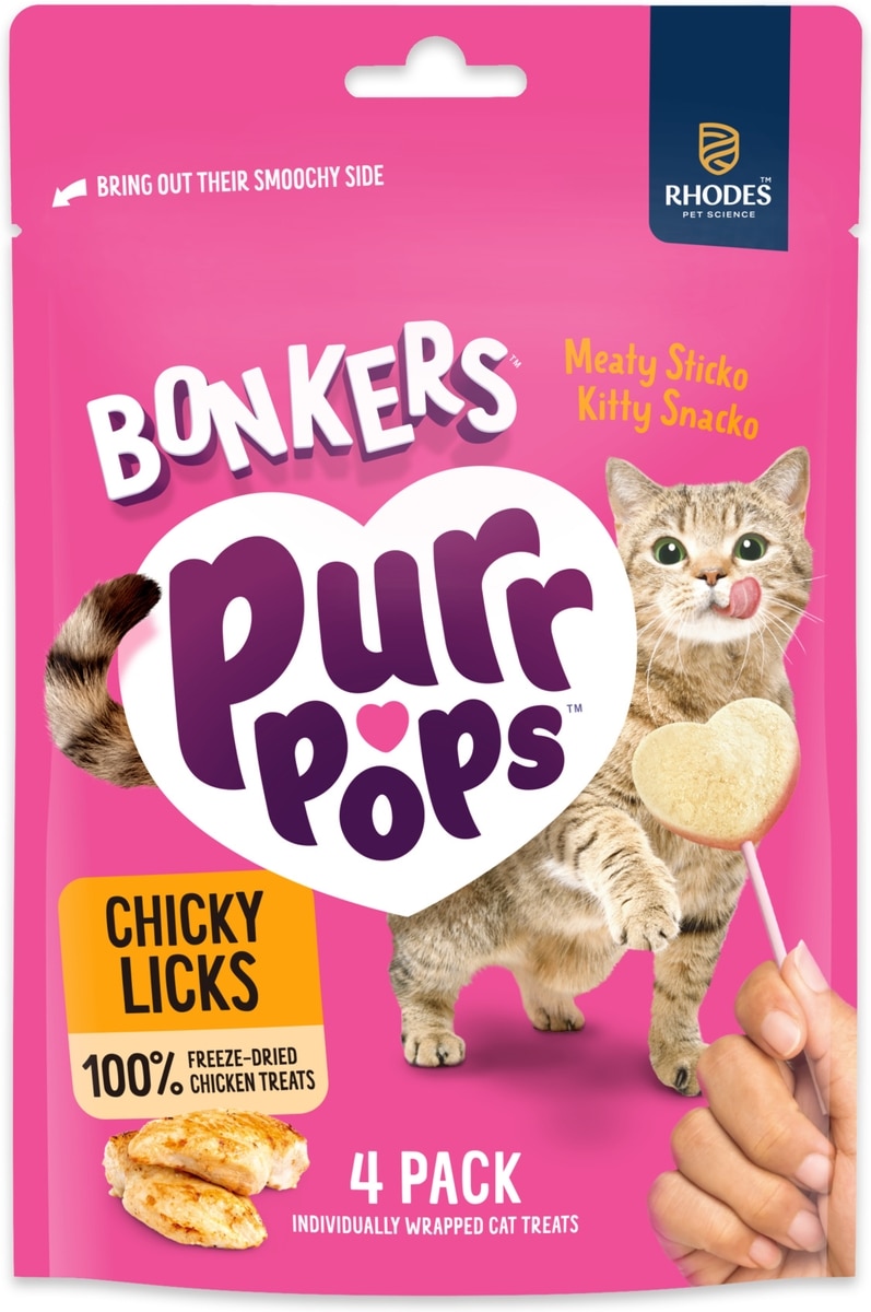 BONKERS Purr Pops Grain-Free Chicky Licks Freeze-Dried Cat Treats